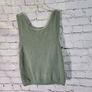 By Together, Green Back Knotted Sleevless Sweater Size Small‎